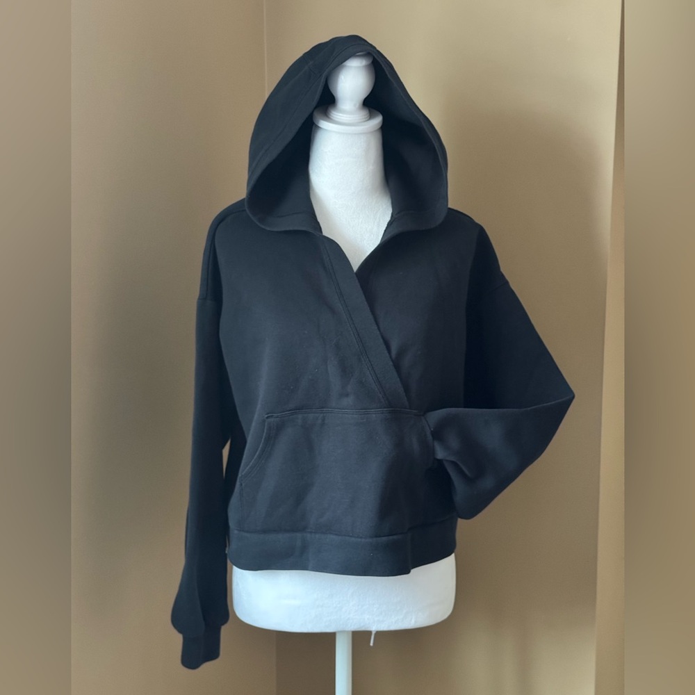 Joe Fresh Black Hooded Wrap Pullover Sweatshirt